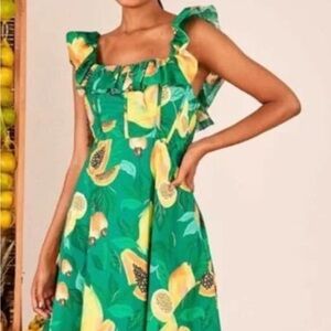 Farm Rio Green Papaya Salad Midi Dress.  New with tags.
